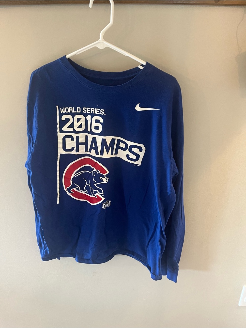 Nike Royal Blue Chicago Cubs 2016 Champs Long Sleeve Shirt